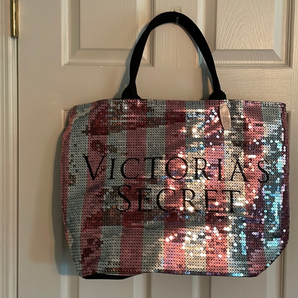 Large Victoria’s Secret Sequin Tote Bag, NWT
